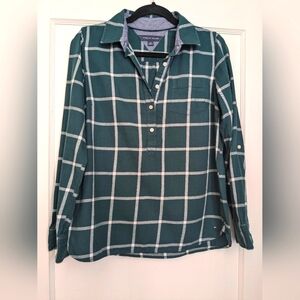 Tommy Hilfiger 1/2 Button- Up Flannel Shirt Top, Sz. S/P